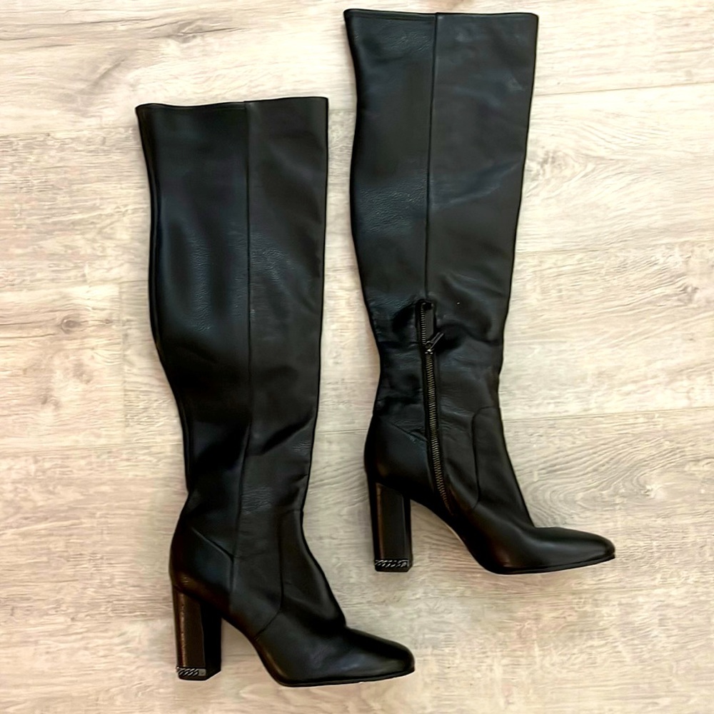 Michael Kors Black Leather Thigh High
